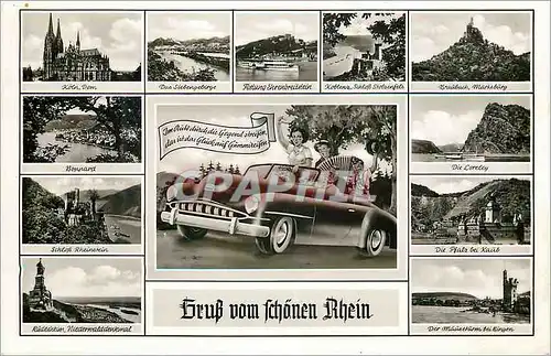 Moderne Karte Gruss vom Schonen Rhein Automobile Accordeon