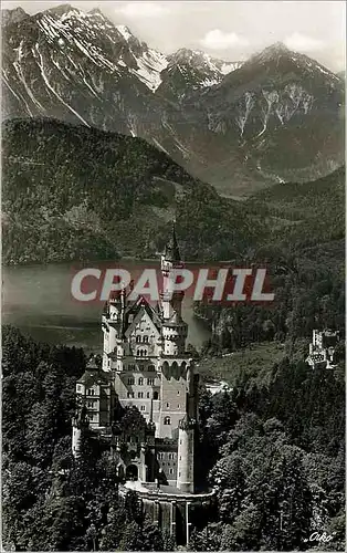 Moderne Karte Allgau Schloss Neuschwanstein mit Schloss Hohenschwangau und Alpsee