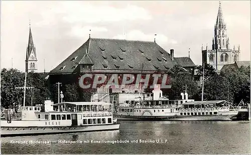 Cartes postales moderne Konstanz Bodensee Hafenpartie mit Konzilumsgebaude und Basilika ULF Bateaux