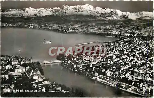 Cartes postales moderne Konstanz Bod Rheinausfluss mit Schweizer Alpen