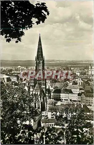 Moderne Karte Freiburg Schwarzwald vom Schlossberg gegen Vogesen