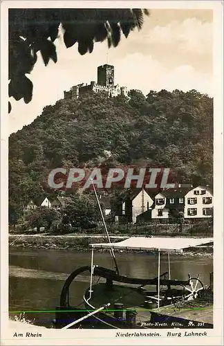 Cartes postales moderne Am Rhein Niederlahnstein Burg Lahneck Bateau