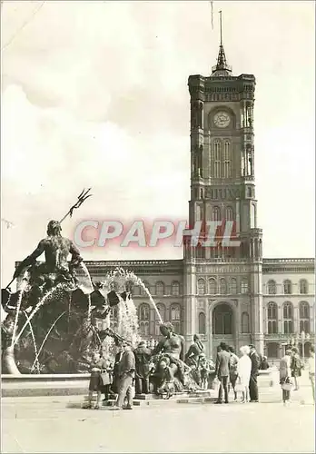 Moderne Karte Berlin Haupstadt der DDR Neptun Brunnen und Rathaus