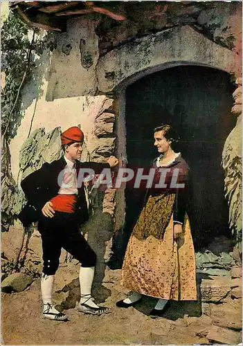 Moderne Karte Valls d Andorra Couple d Andorrans en costume typique