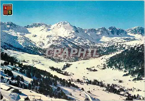Moderne Karte Valls d Andorra Vue generale des lacets et du Grau Roig sous la neige