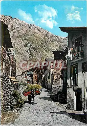 Moderne Karte Valls d Andorra Canillo Vieille rue pittoresque de Canillo Ane Donkey