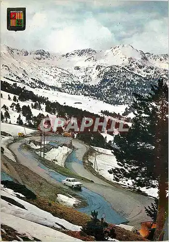 Cartes postales moderne Valls d Andorra Lacets de la route du Port d Envalira Au fond le cirque des Pessons