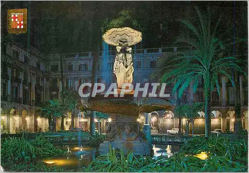 Cartes postales moderne Barcelona Place Royale Vue nocturne