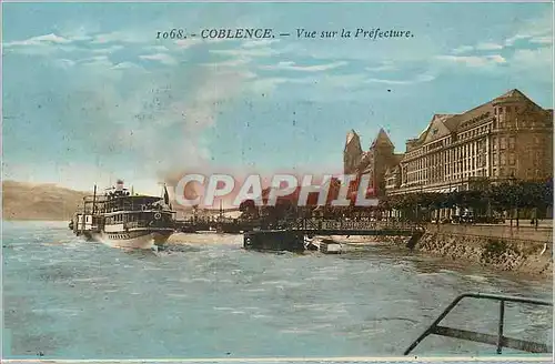 Cartes postales Coblence Vue sur la Prefecture Bateau