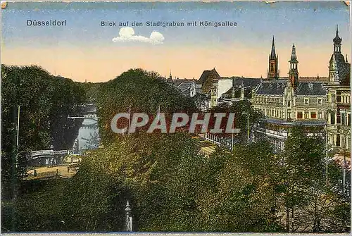 Ansichtskarte AK Dusseldorf Blick auf den Stadtgraben mit Konigsallee