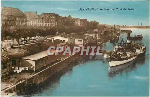 Cartes postales Mayence Vue du pont du Rhin Bateau