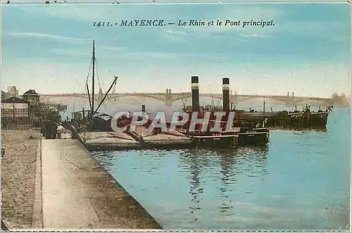 Cartes postales Mayence Le Rhin et le Pont principal Bateaux