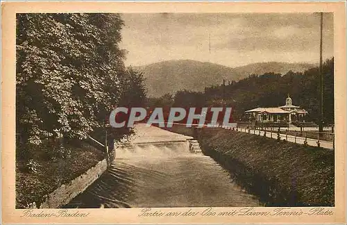 Cartes postales Baden Baden Partie an der Oss mit Lann Tennis Platz