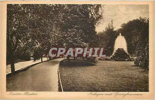 Cartes postales Baden Baden Anlagen mit Springbrunnen