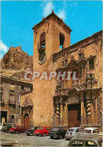 Cartes postales moderne Alicante  eglise de sainte mari au fond chateau de sainte barbe