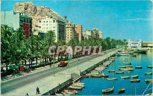 Moderne Karte Alicante  esplanade et le port Bateaux