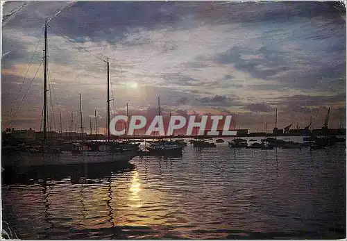 Cartes postales moderne Alicante  port le coucher du soleil Bateaux