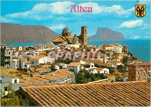 Moderne Karte Altea (alicante) vista del pueblo y penon de lfach