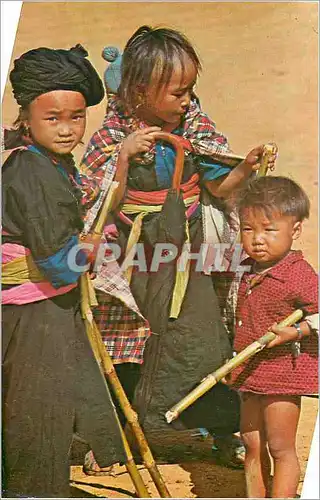 Cartes postales moderne enfants meo dans le village de sam thong au nord du laos