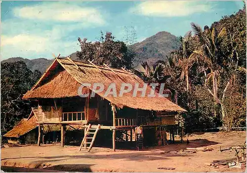 Moderne Karte Laos province de luang prabang une maison rurale a pakhou