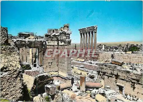 Moderne Karte Lebanon Baalbeck bacchus temple six colunns of jupiter temple