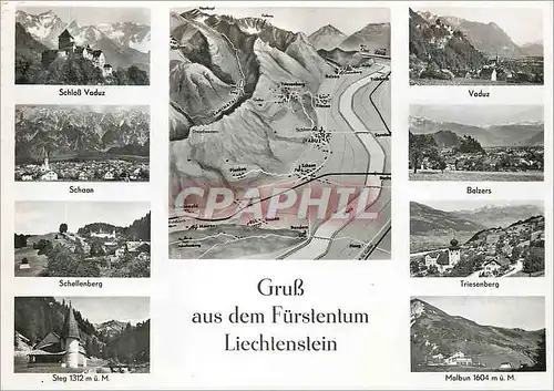 Moderne Karte Gruss aus dem furstentum liechtenstein