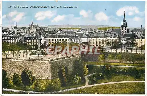 Cartes postales Luxembourg panorama avec place de la constitution