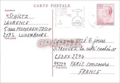 Entier Postal Luxembourg pour Paris