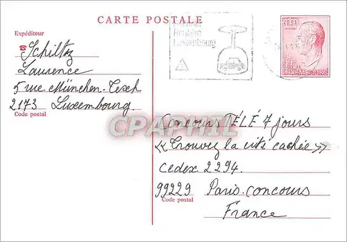 Entier Postal Luxembourg pour Paris