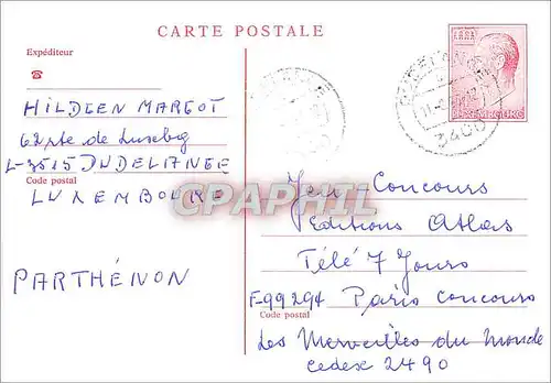 Entier Postal Luxembourg pour Paris