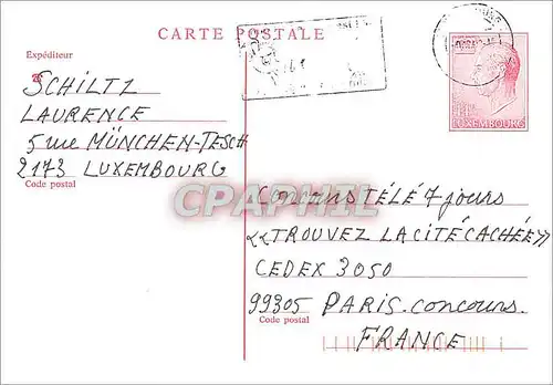 Entier Postal Luxembourg pour Paris