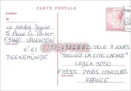 Entier Postal Luxembourg pour Paris