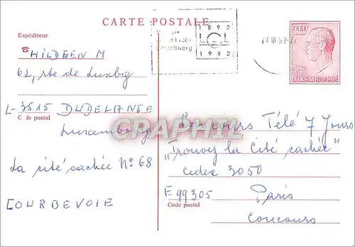 Entier Postal Luxembourg pour Paris