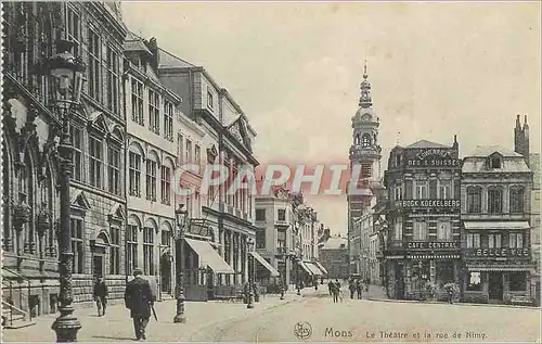 Cartes postales Mons Le Theatre et la rue de Nimy