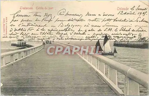 Cartes postales Namur Ostende L'eslacade Entree du port Bateau