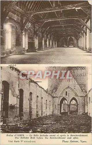 Cartes postales Ypres La Salle Delbeke avant et apres le bombardement Militaria