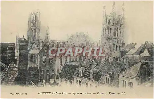 Cartes postales Ypres en ruine Guerre 1914-1916 Militaria