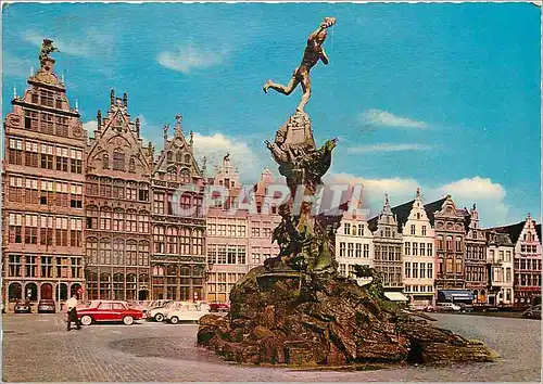 Cartes postales moderne Anvers le brabo et anciennes maison des corporation