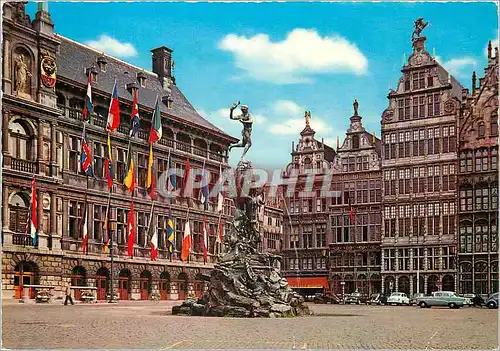 Cartes postales moderne Anvers grand place brabo et maison corporatives