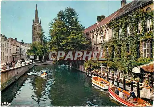 Cartes postales moderne Brugge dijver et eglise N D