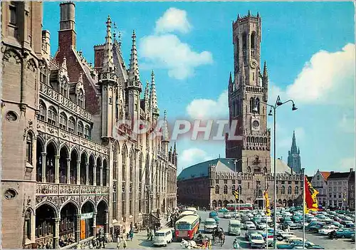 Cartes postales moderne Brugge grand place et beffroi