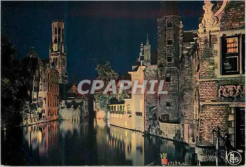 Cartes postales moderne Brugge illumination du quai du rosaire