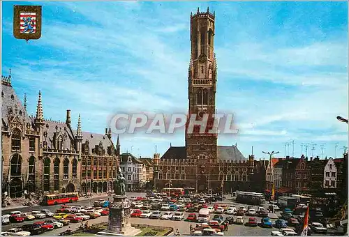 Moderne Karte Brugge grand place halles et beffroi