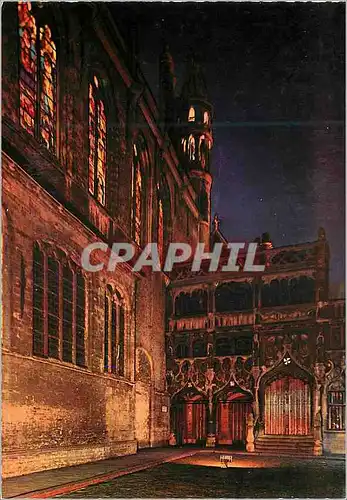 Moderne Karte Brugge chapelle du Saint Sang la nuit