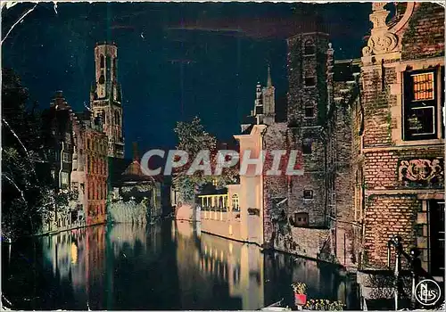 Cartes postales moderne Brugge illumination du quai du rosaire