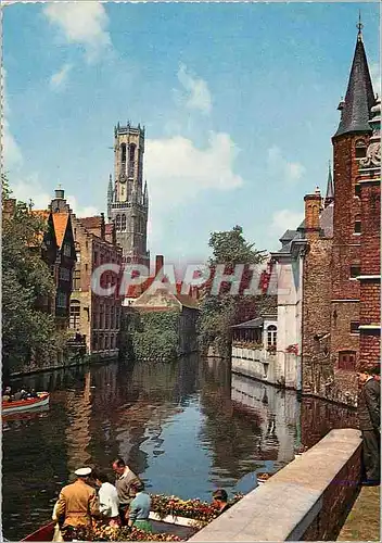 Cartes postales moderne Brugge quai du rosaire et beffroi