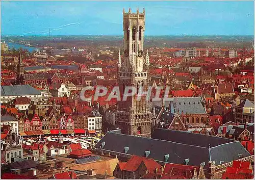 Cartes postales moderne Brugge les halles avec le beffroi