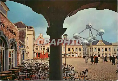 Moderne Karte Belgique joyeuse un coin de la grand place Exposition universelle de Bruxelles 1958 Atomium