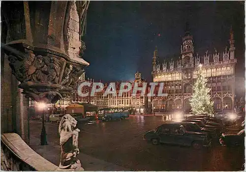 Cartes postales moderne Bruxelles grand place la maison du roi et les maisons des corporations la nuit