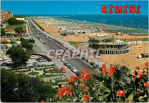 Cartes postales moderne Rimini promenade le long de la mer et plage